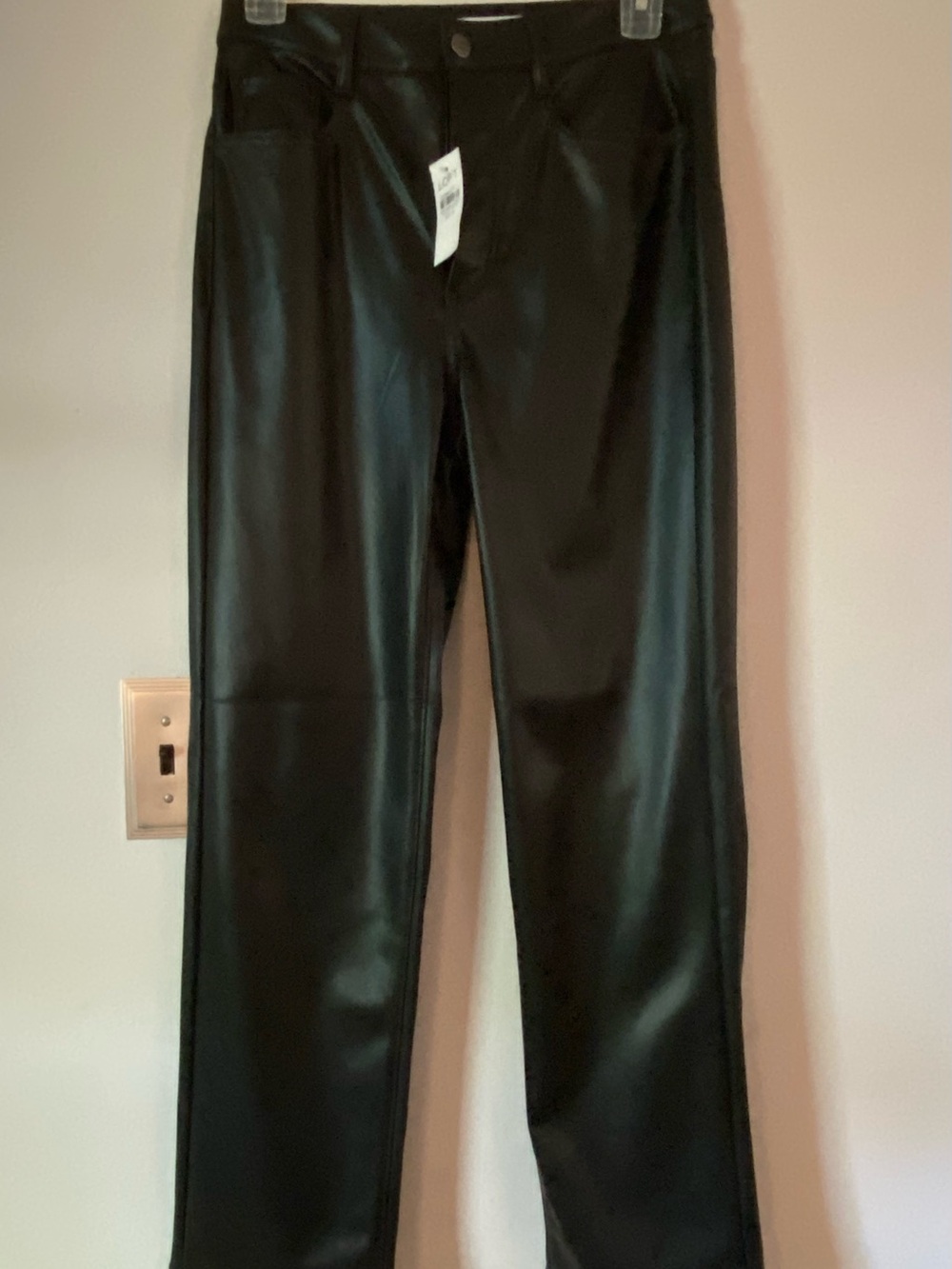 LOFT Black Faux Leather Straight-Leg Pants